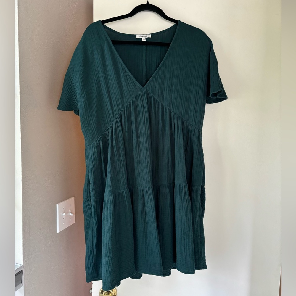 Madewell Boho Mini Dress Dark Green
